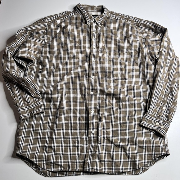 Eddie Bauer Other - Eddie Bauer Shirt Mens LT Brown Plaid Long Sleeve Button Up Pockets Workwear